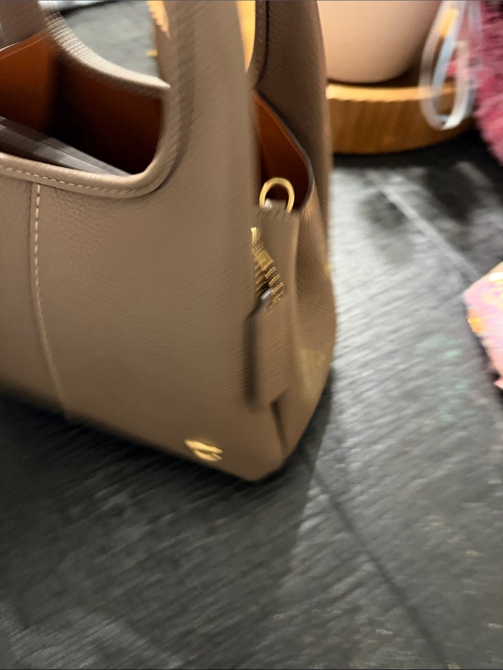 Coach Taupe Mini Top-Handle Bag with Gold Accent - Picture 4 of 5
